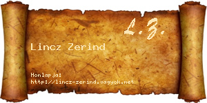 Lincz Zerind névjegykártya